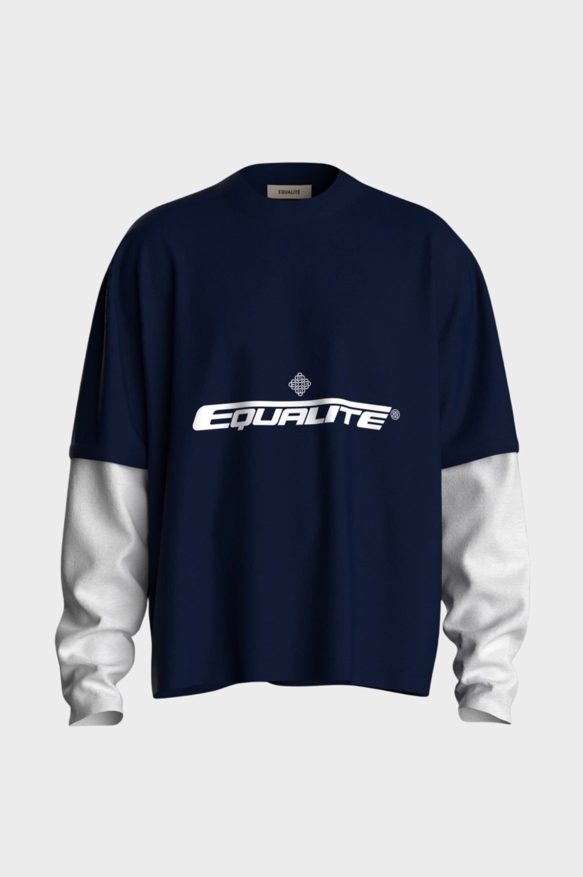 ENZO DOUBLE LAYER LONGSLEEVE TEE | WASHED NAVY & WHITE