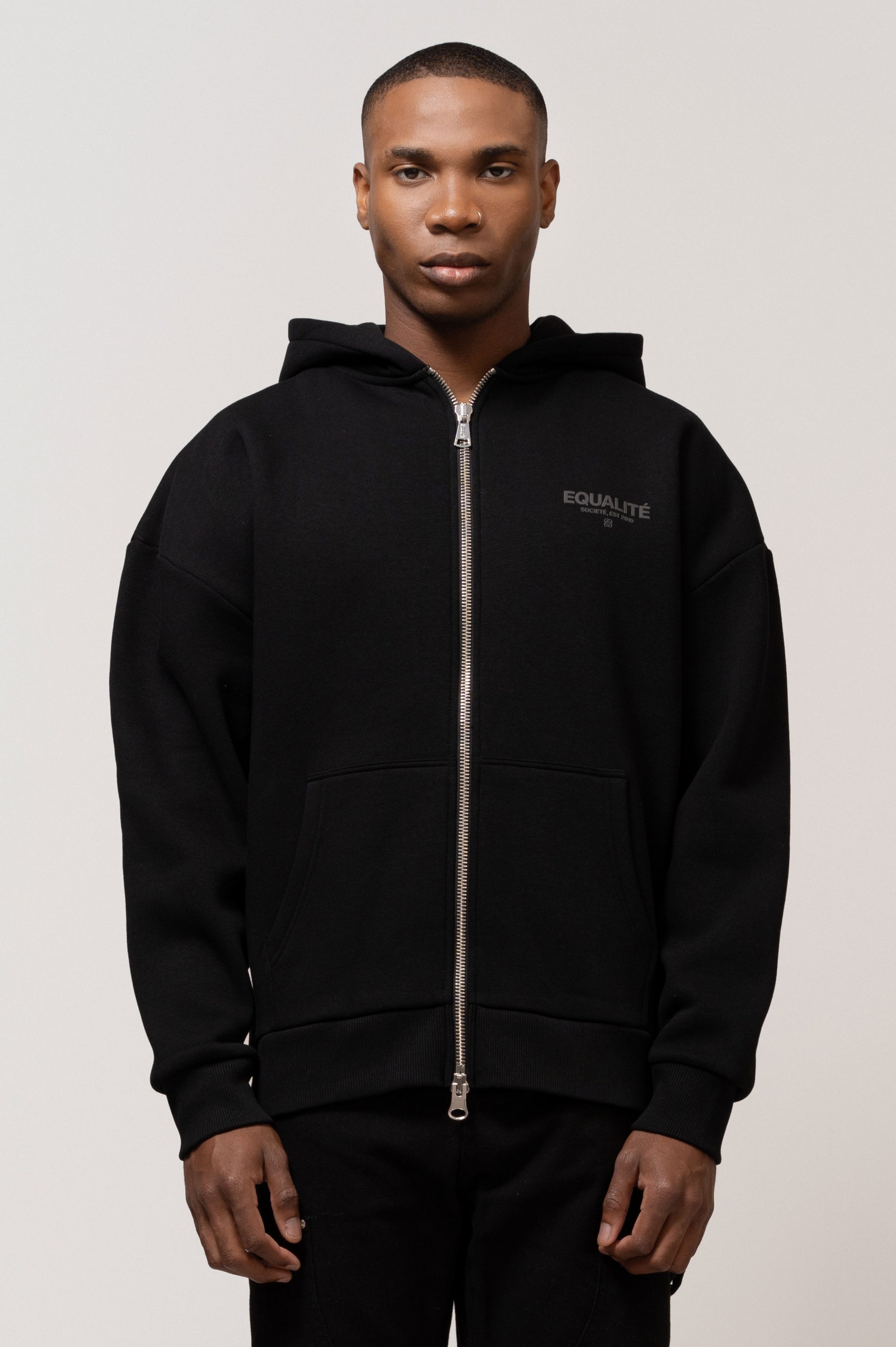 Societé Full Zip Hoodie | Black & Black