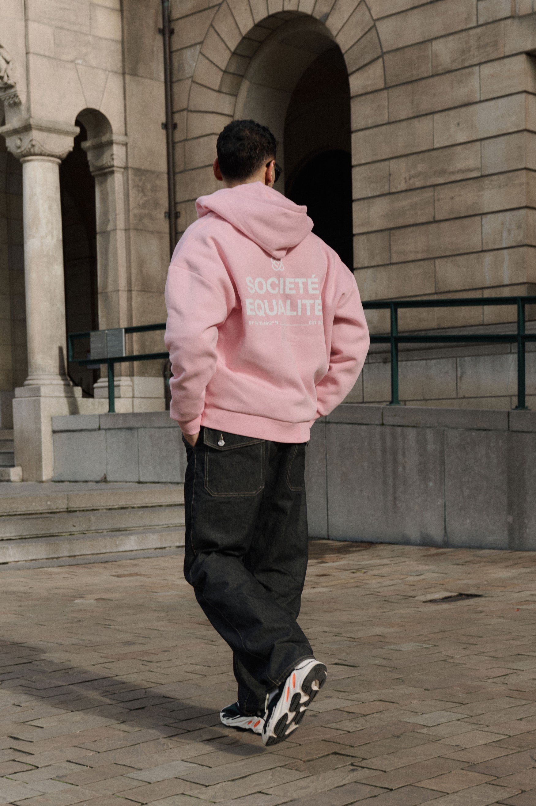 Societé Oversized Full Zip Hoodie | Pink & Off-White