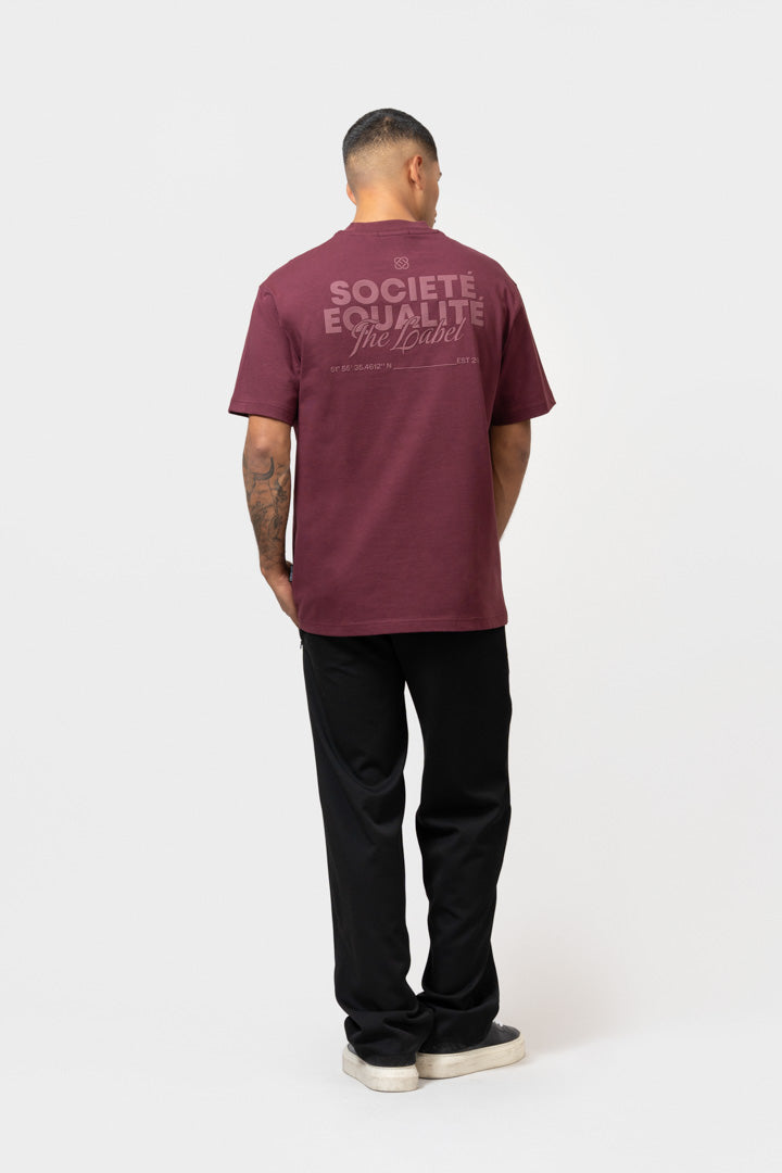 SOCIETÉ 2.0 OVERSIZED TEE | BURGUNDY & BURGUNDY