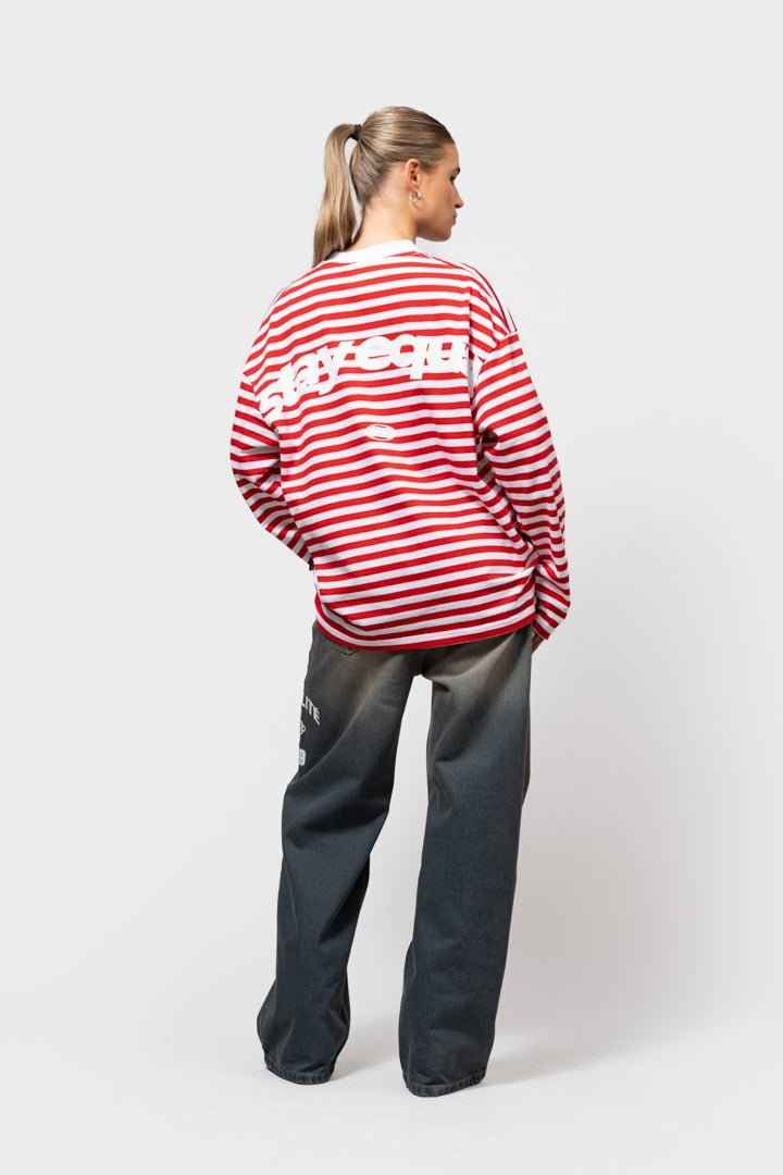STRIPE LONGSLEEVE TEE | RED & WHITE