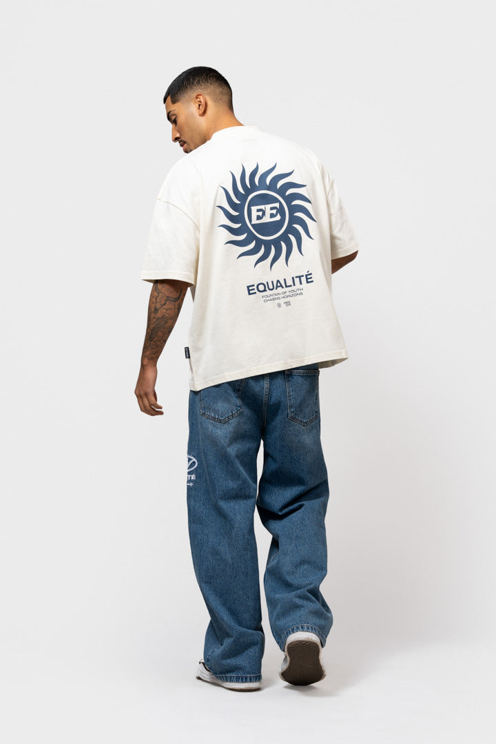 SUNNY BOXY FIT TEE | OFF-WHITE & NAVY