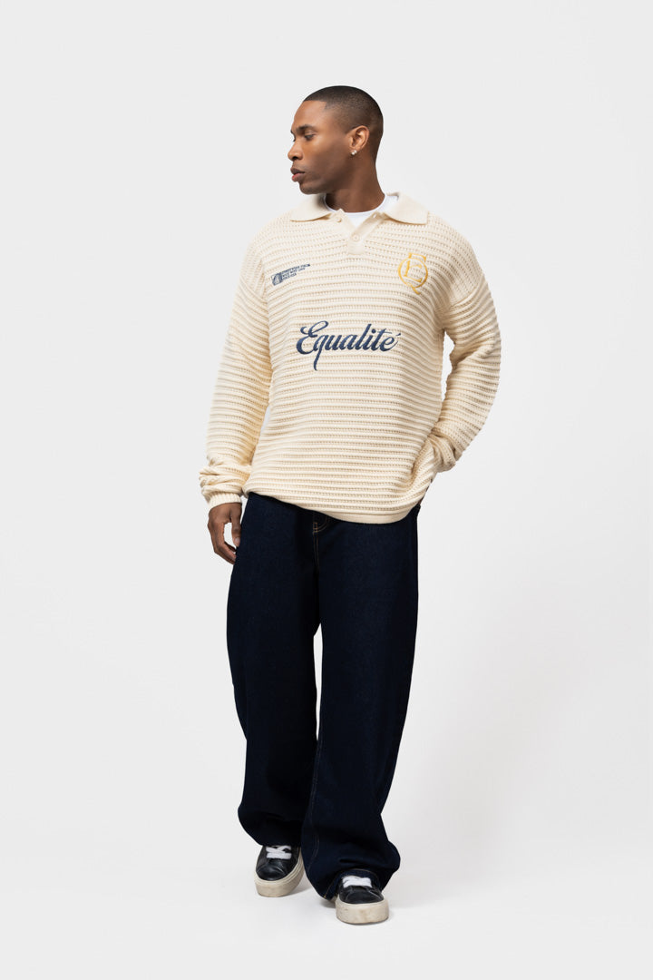 HERITAGE RIB KNIT POLO | OFF-WHITE