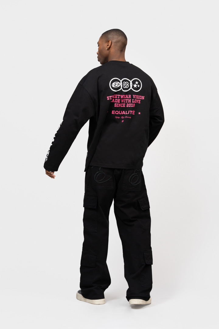 UNIVERSE LONGSLEEVE TEE | BLACK & PINK