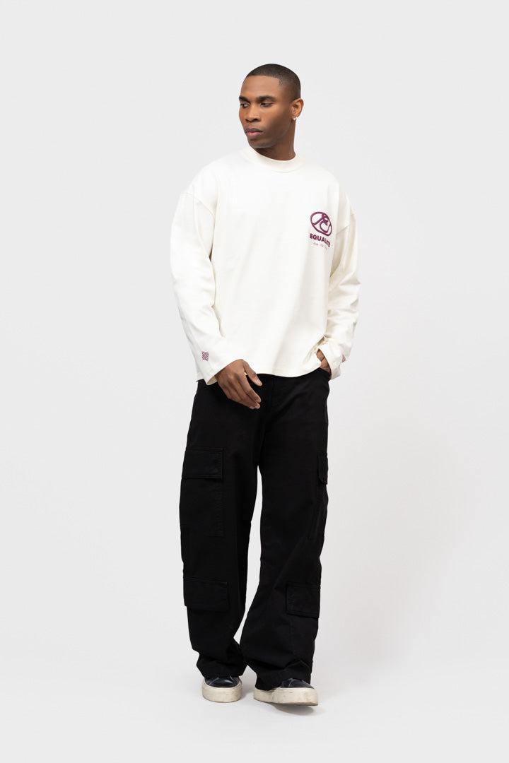 ARID LONGSLEEVE TEE | OFF-WHITE & DEEP PURPLE
