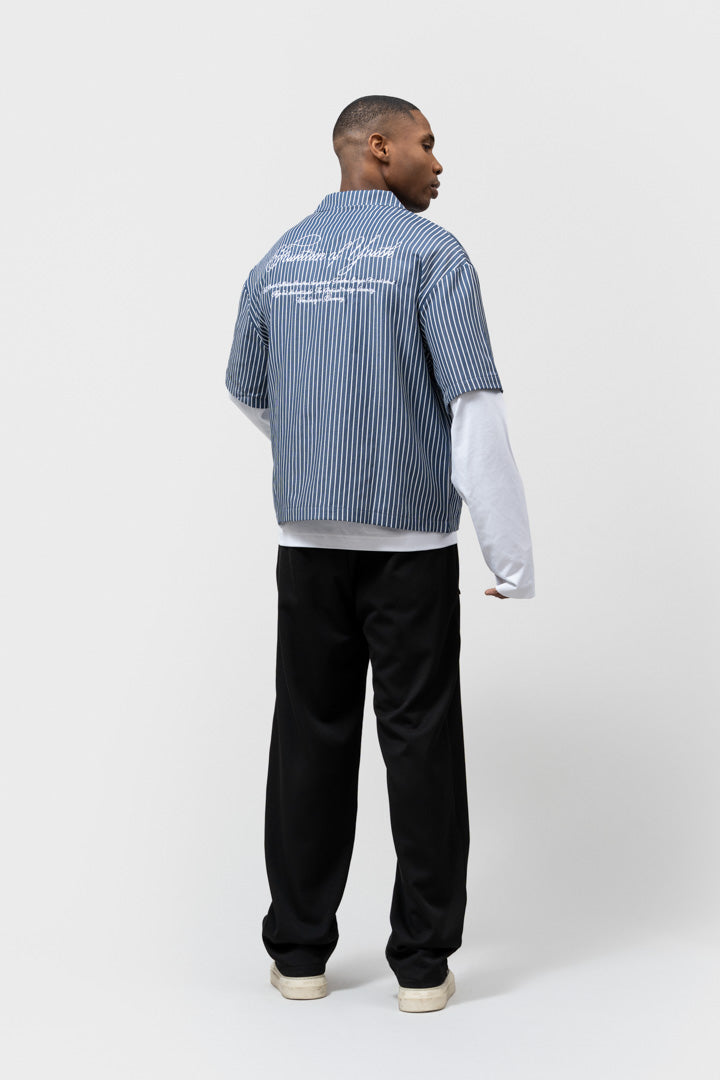 SKY BOXY SHIRT | STRIPED NAVY