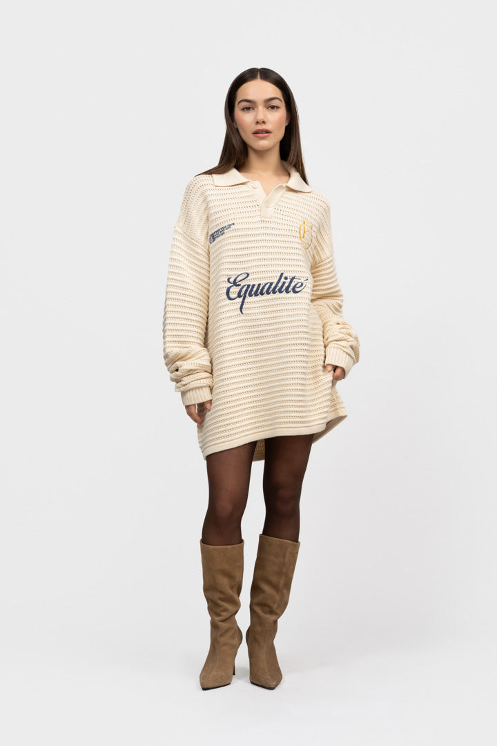 HERITAGE RIB KNIT POLO | OFF-WHITE