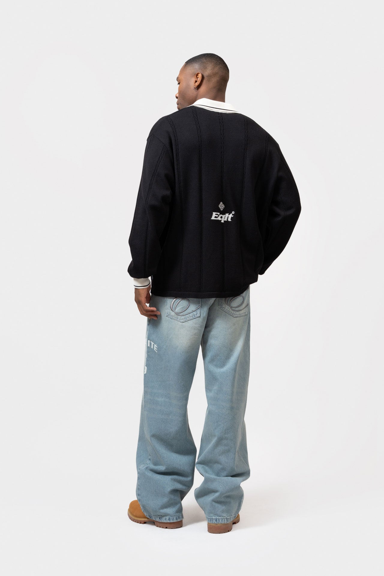 KNIT JERSEY LONGSLEEVE POLO | BLACK