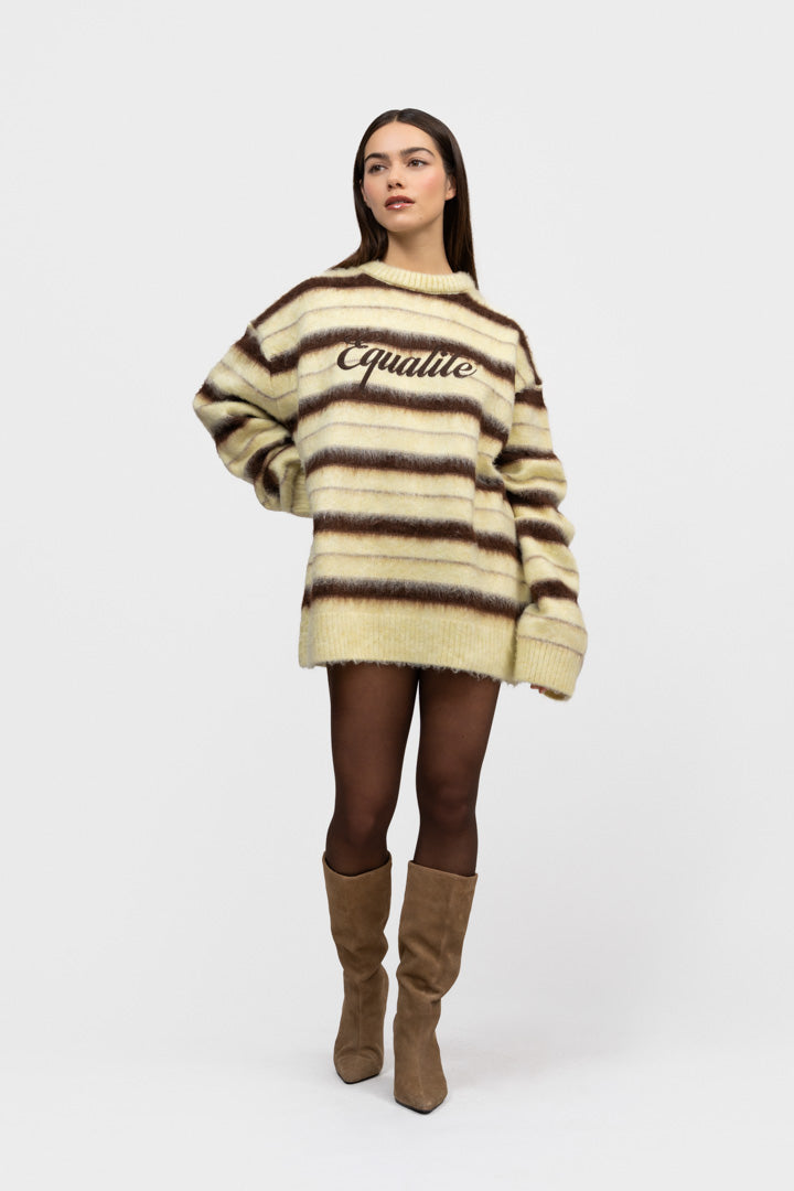 STRIPE KNIT SWEATER | YELLOW & BROWN