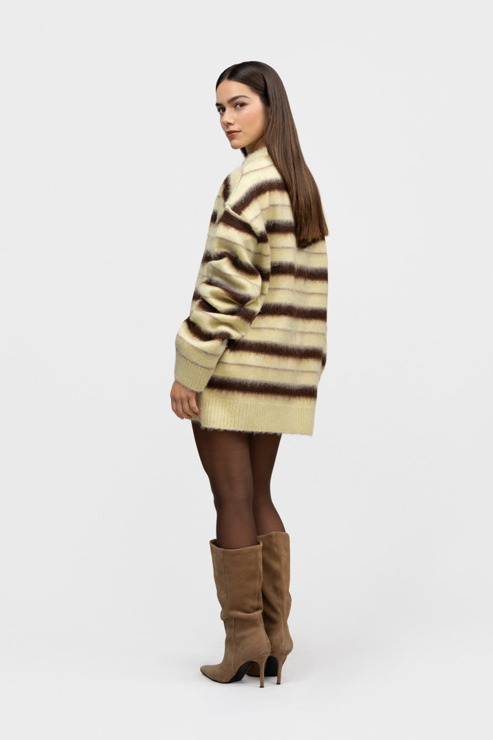 STRIPE KNIT SWEATER | YELLOW & BROWN