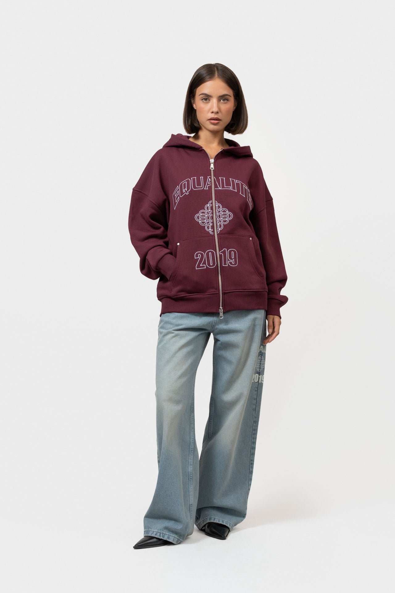 ISA FULL ZIP HOODIE | AUBERGINE
