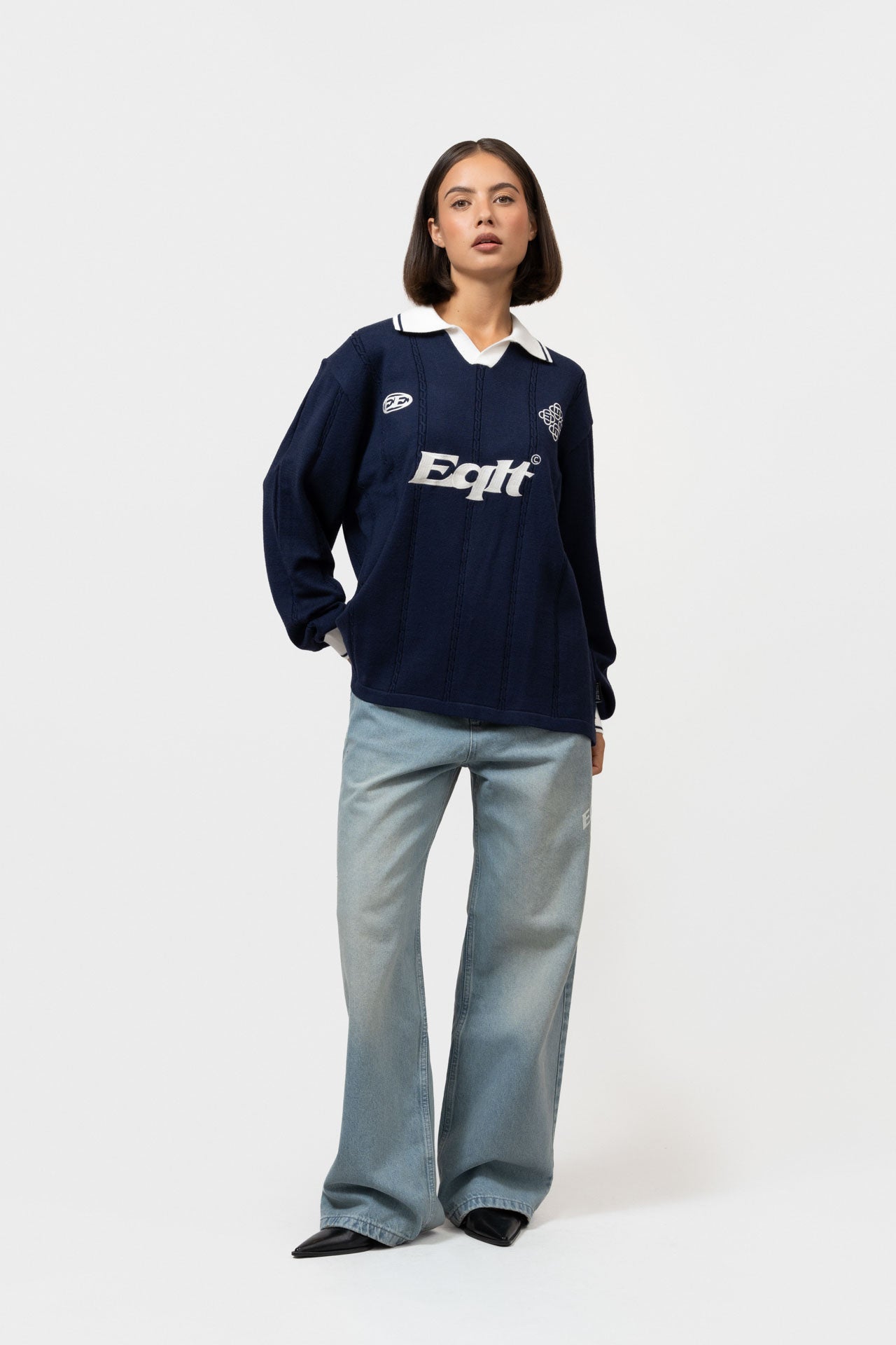 KNIT JERSEY LONGSLEEVE POLO | NAVY
