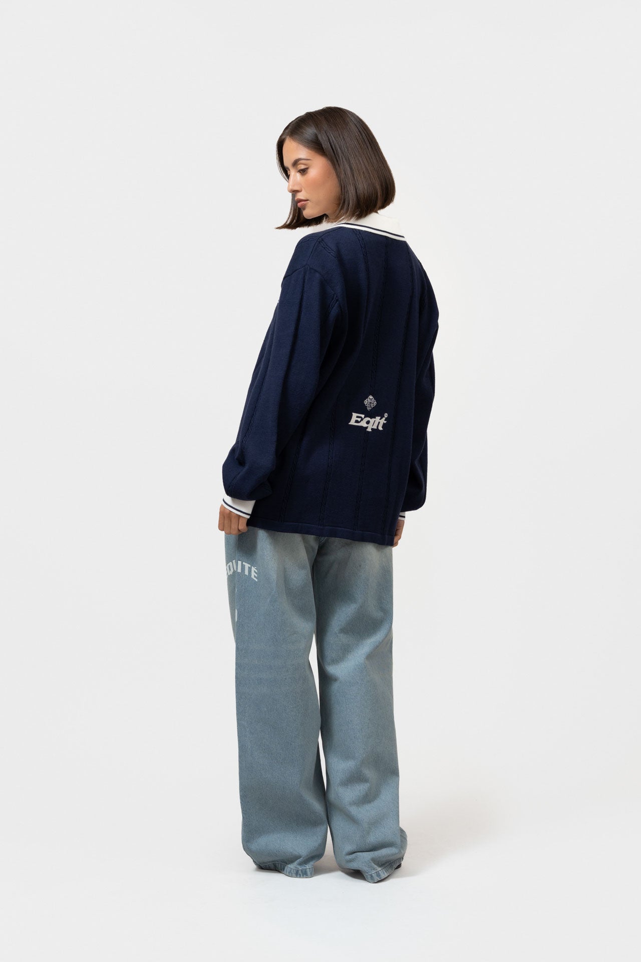 KNIT JERSEY LONGSLEEVE POLO | NAVY