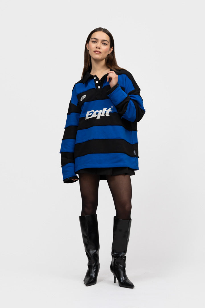 STRIPE JERSEY POLO | BLACK & BLUE