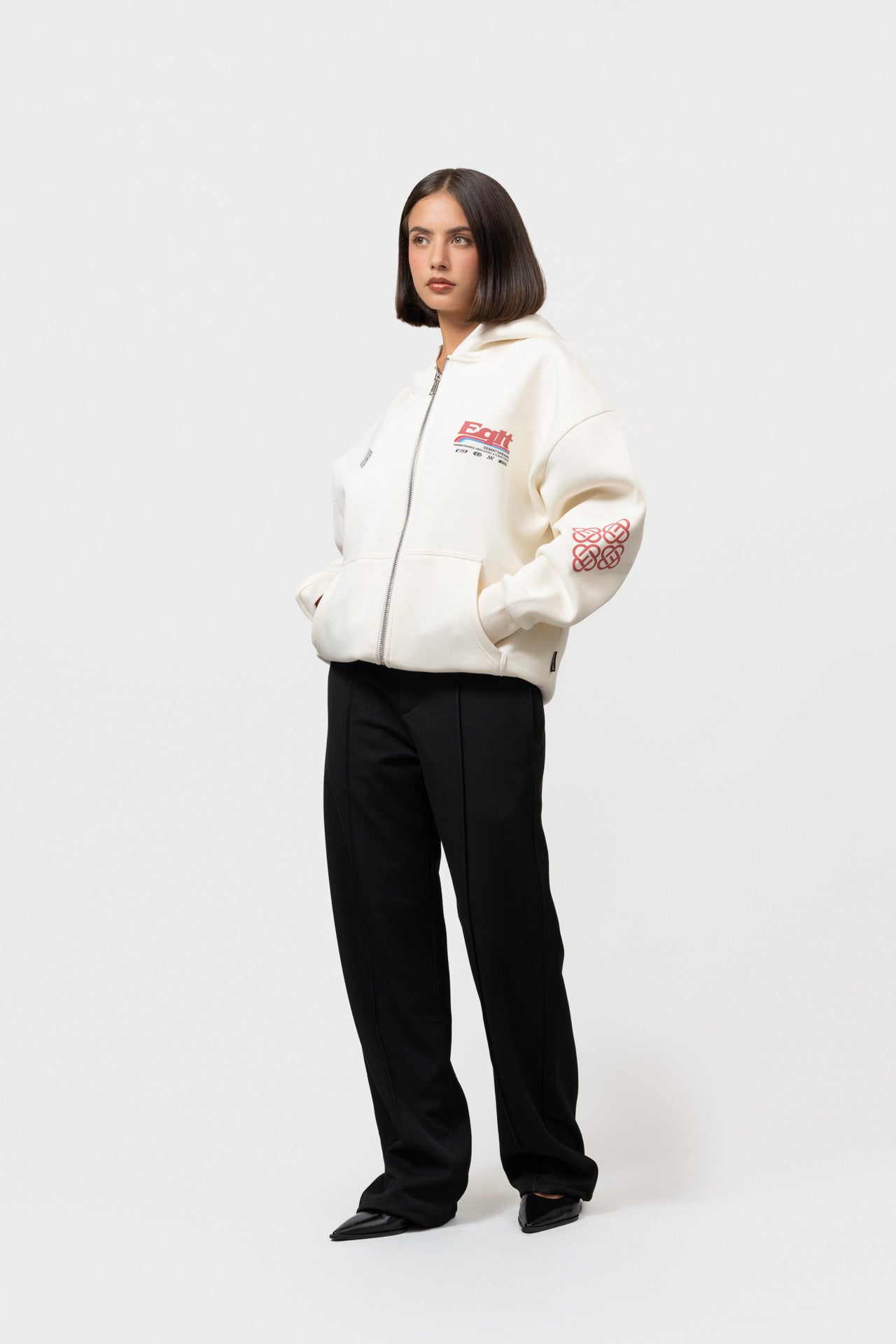 DESERT OVERSIZED FULL ZIP HOODIE | OFF-WHITE