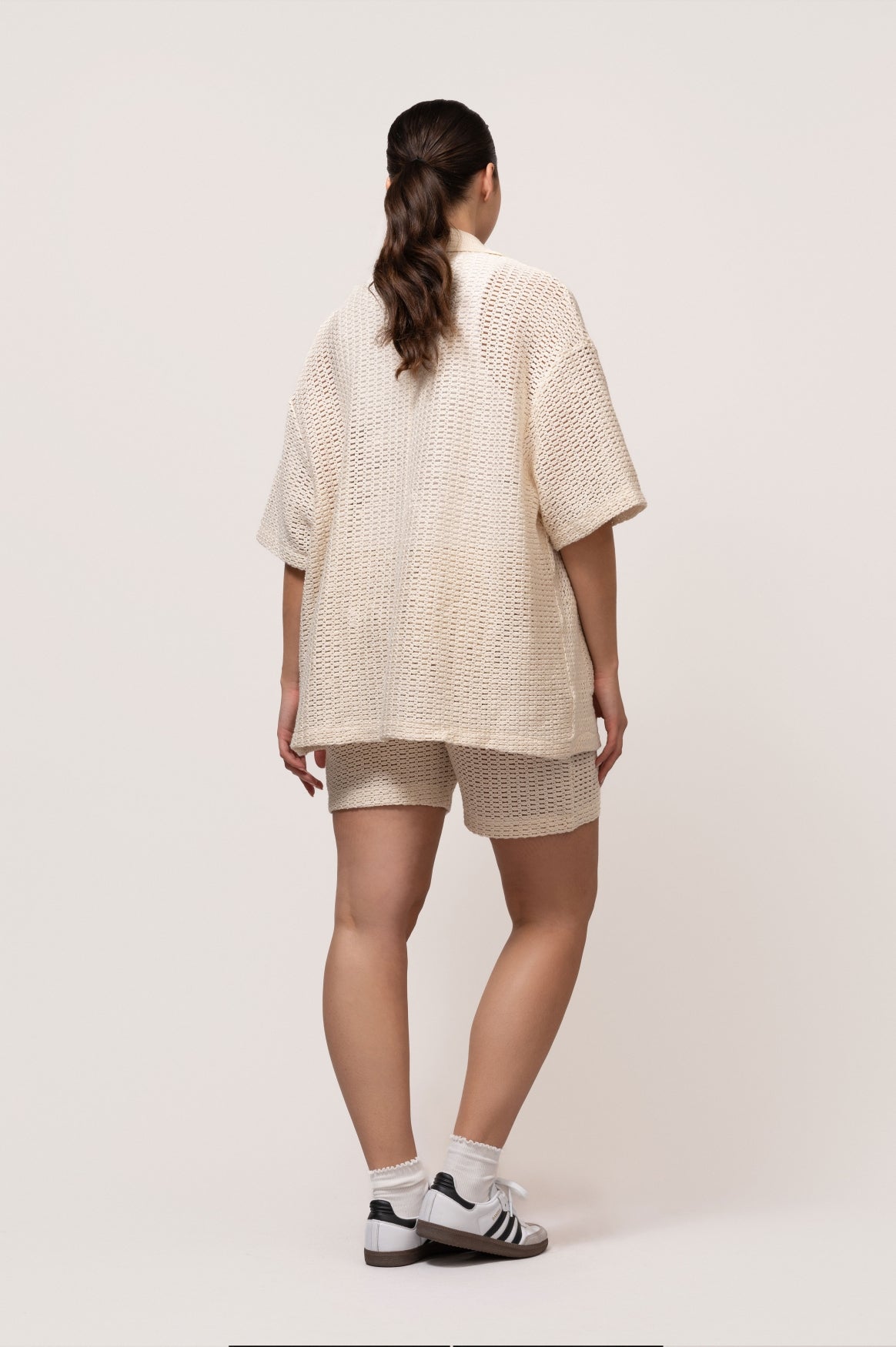 LYRA KNITTED CROCHED SHIRT | OFF-WHITE