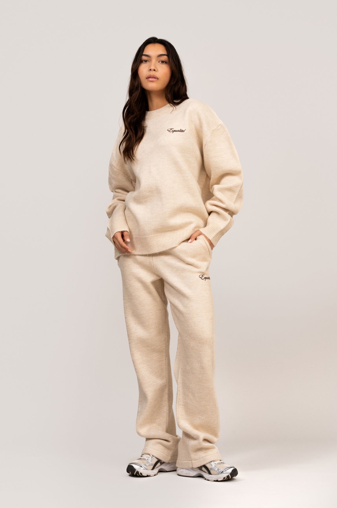 FLUFFY KNIT STRAIGHT FIT PANTS | OFF-WHITE