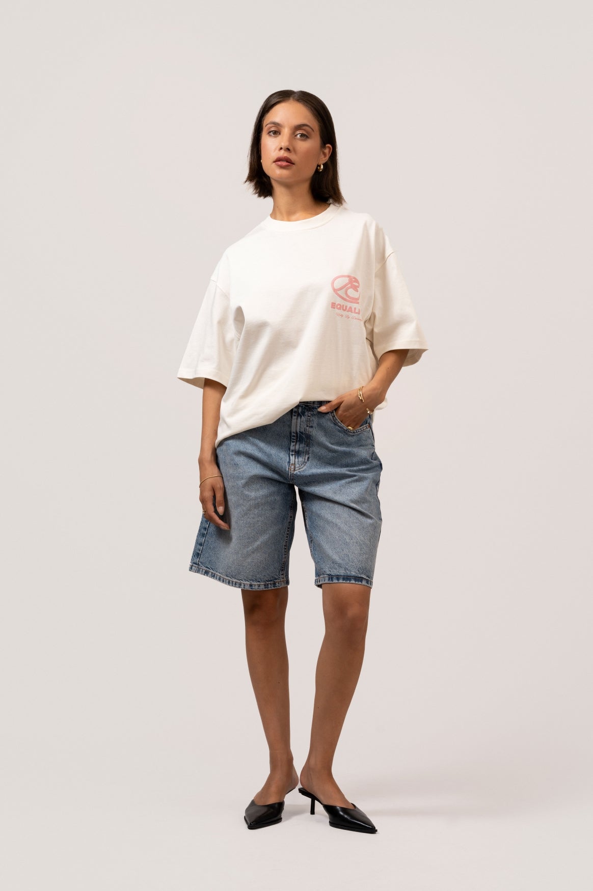 ARID OVERSIZED TEE | OFF-WHITE & PINK