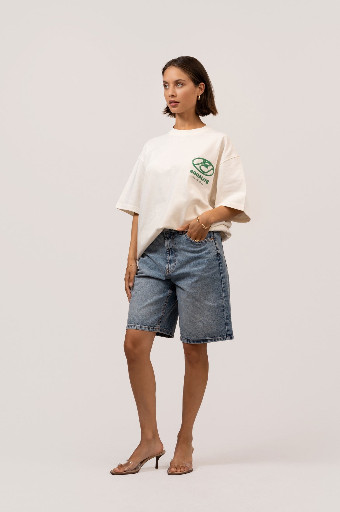 ARID OVERSIZED TEE | OFF-WHITE & FOREST GREEN