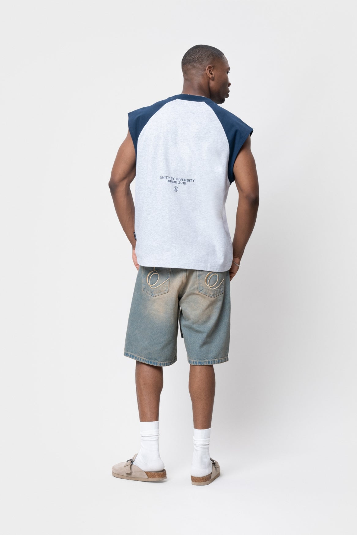 ELAN RAGLAN TANKTOP | MELANGE GREY & NAVY
