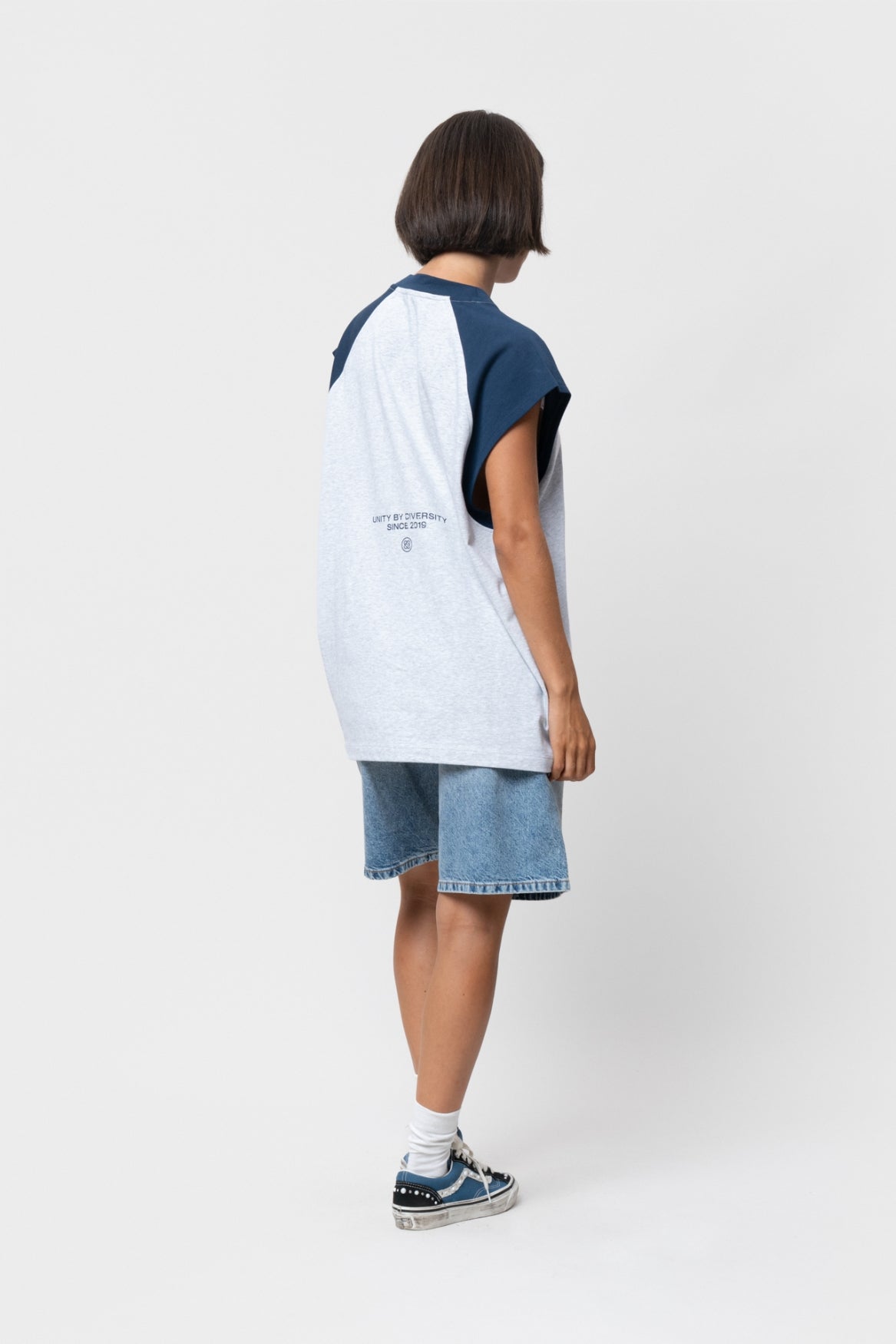 ELAN RAGLAN TANKTOP | MELANGE GREY & NAVY