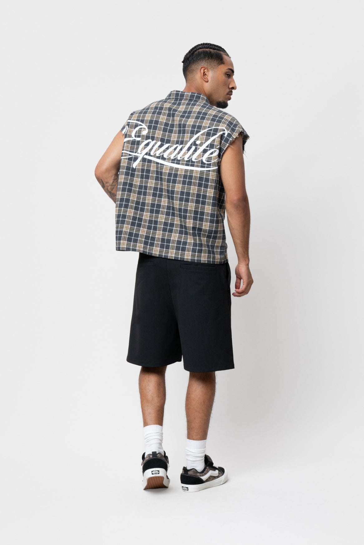 FLANNEL TANK SHIRT | ARMY & TAUPE