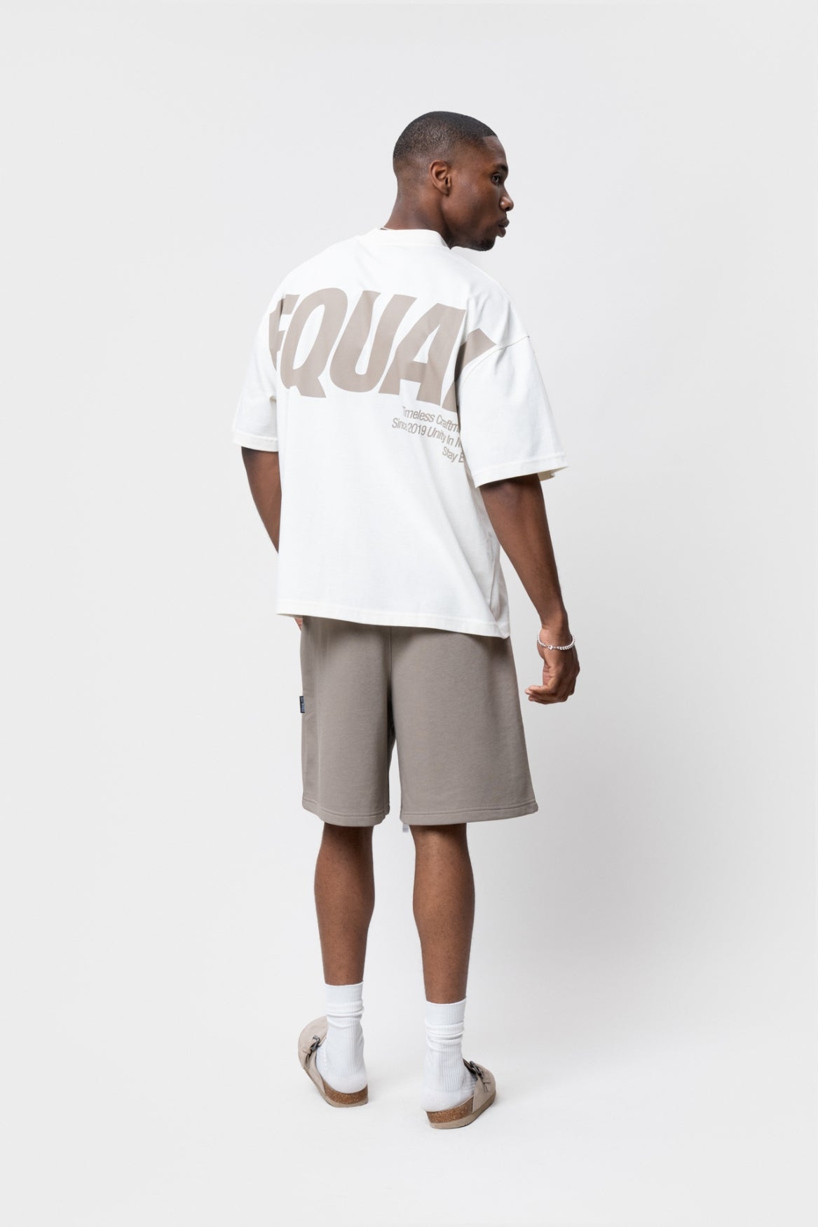 ELIA BOXY TEE | OFF-WHITE & TAUPE