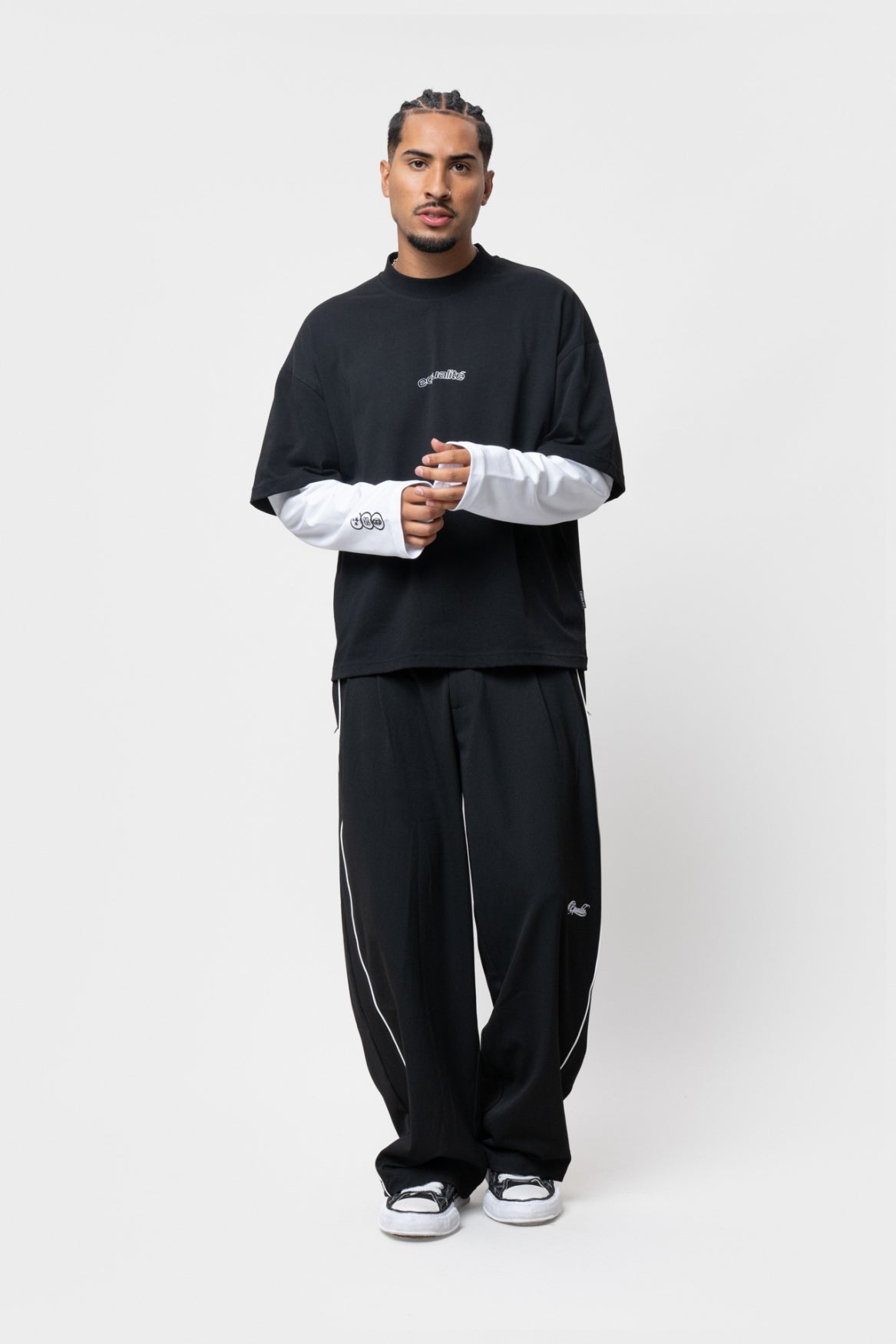 ETIENNE DOUBLE LAYER LONGSLEEVE TEE | BLACK