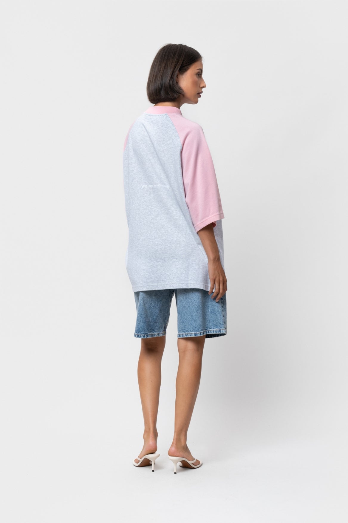 CELESTE RAGLAN BOXY TEE | MELANGE GREY & SOFT PINK