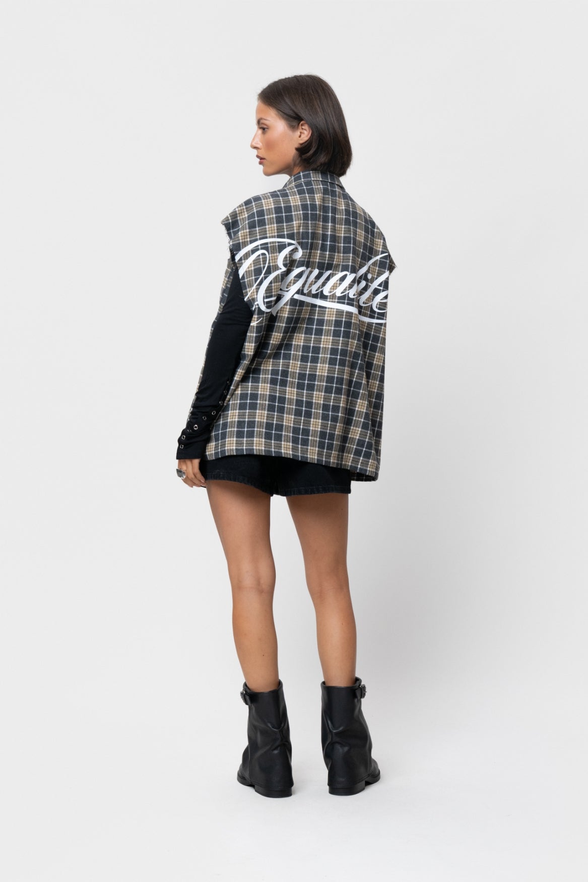 FLANNEL TANK SHIRT | ARMY & TAUPE