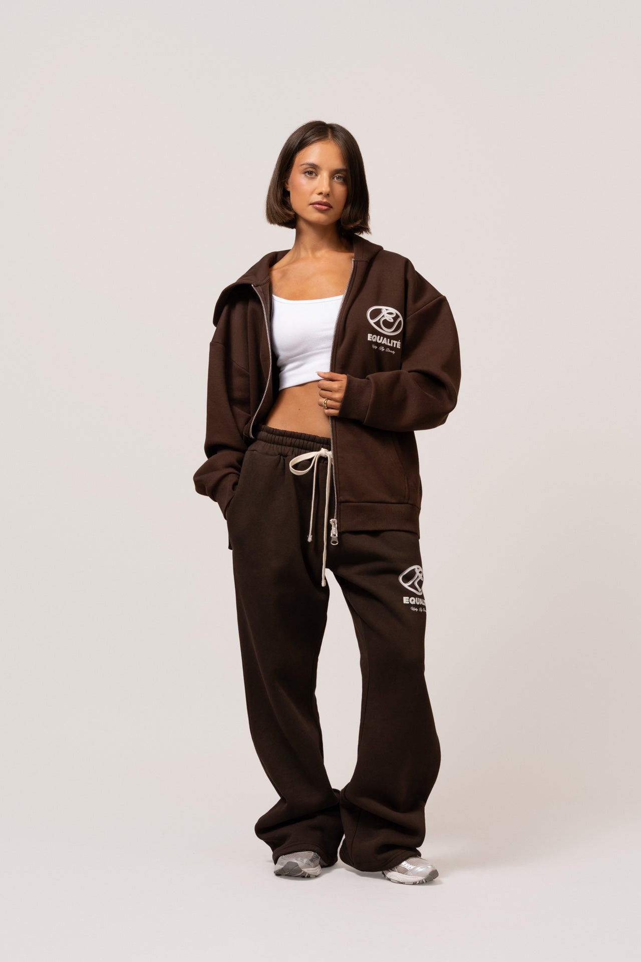 Arid Oversized Full Zip Hoodie | Brown