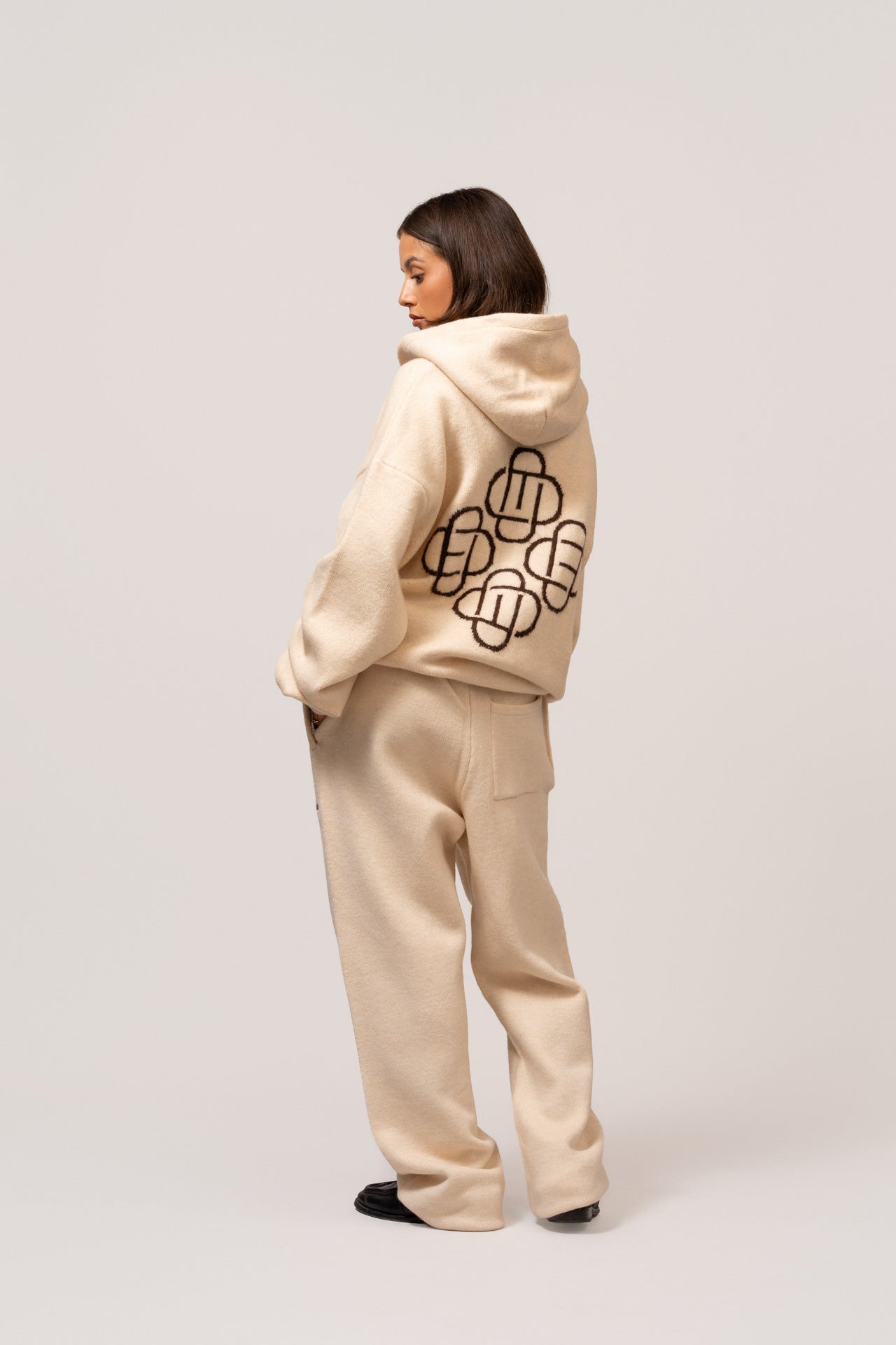 FLUFFY KNIT FULL ZIP HOODIE | OFF-WHITE