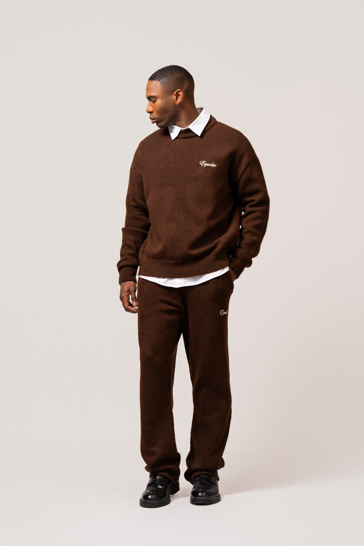 Fluffy Knit Pants | Brown