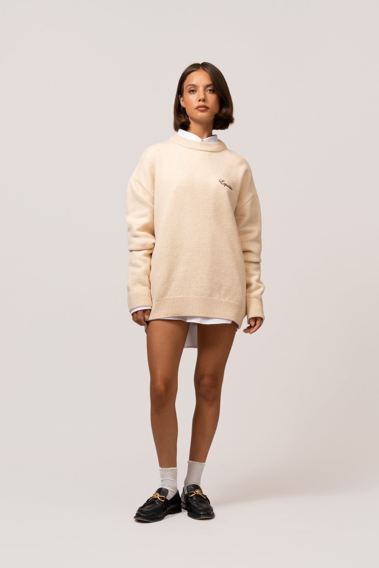 FLUFFY KNIT SWEATER | OFF-WHITE