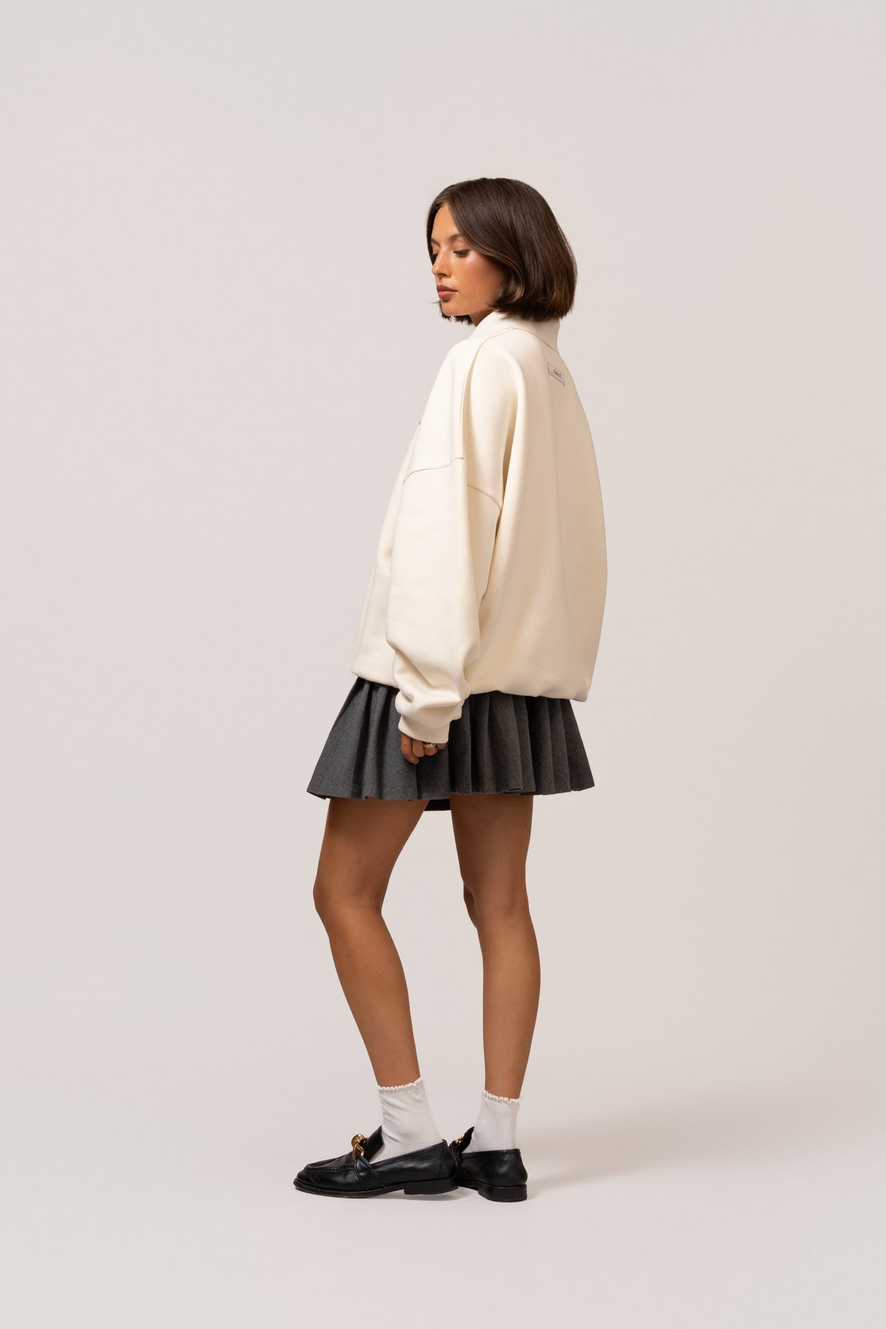 VARSITY POLO SWEATER | OFF-WHITE & NAVY