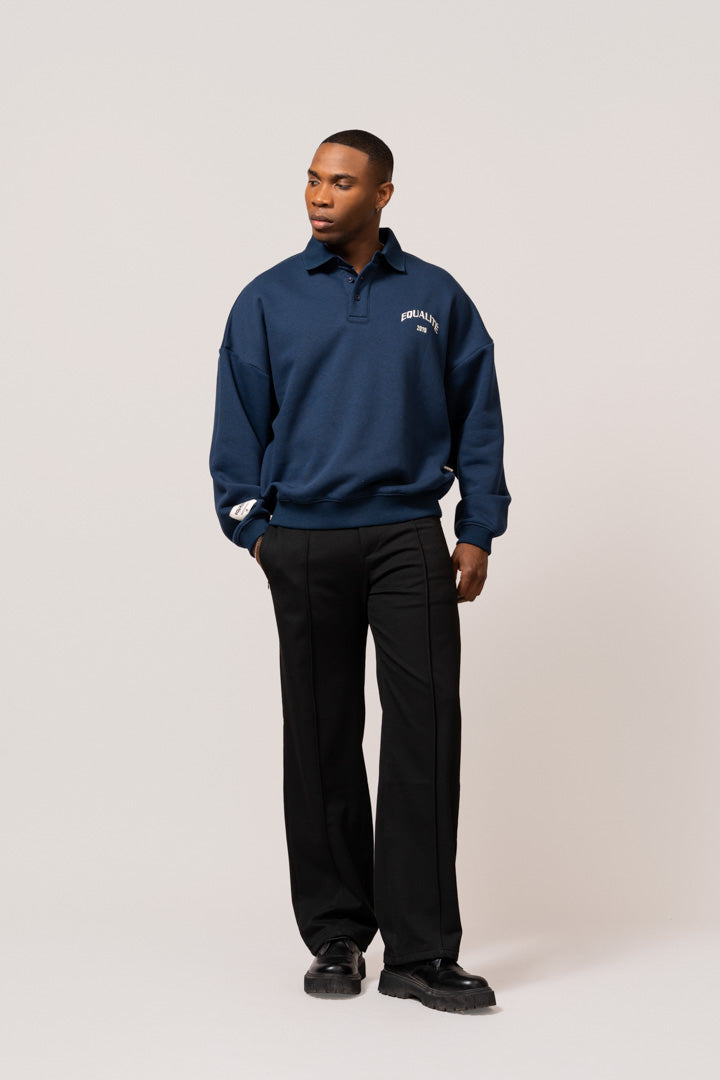 Varsity Polo Sweater | Navy & Off-White