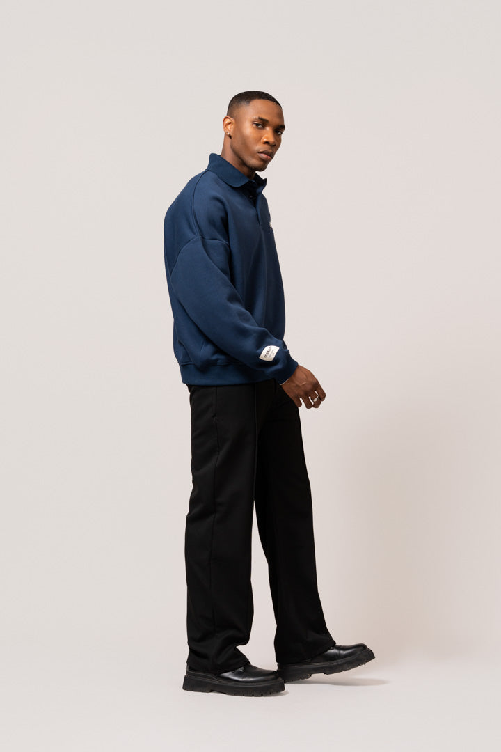 Varsity Polo Sweater | Navy & Off-White