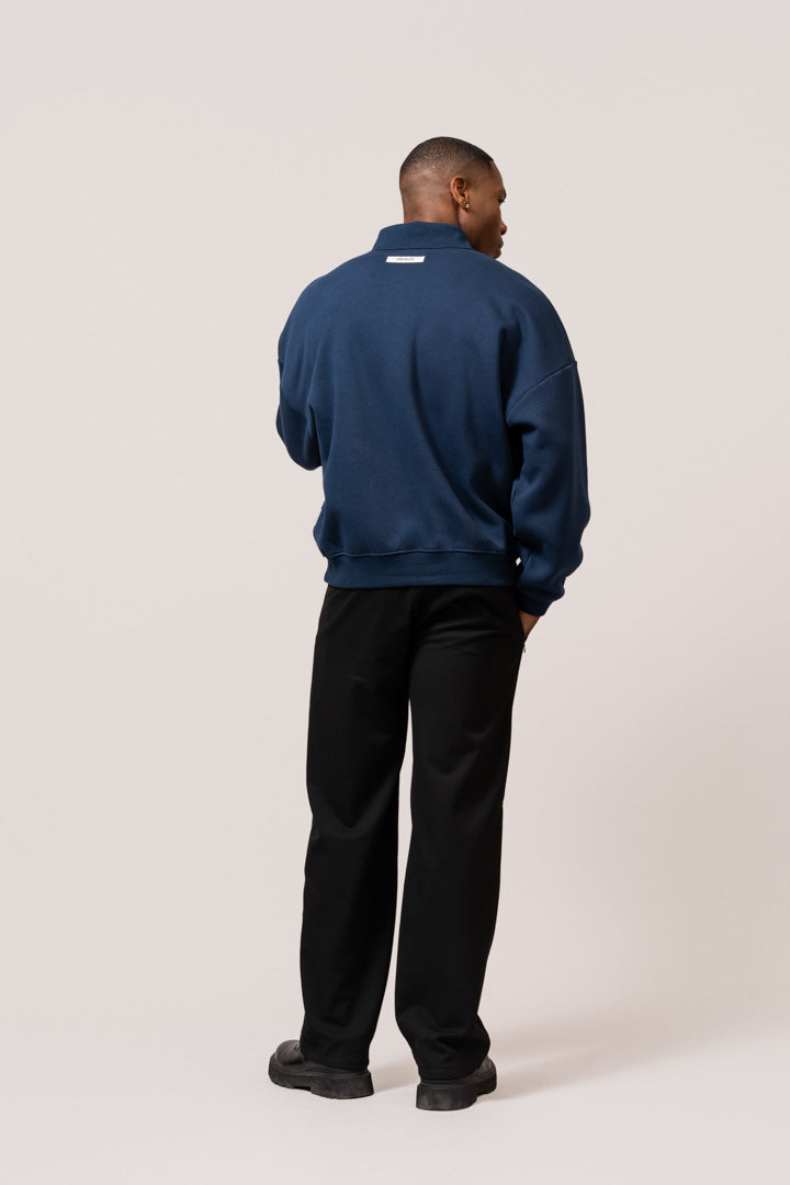 Varsity Polo Sweater | Navy & Off-White