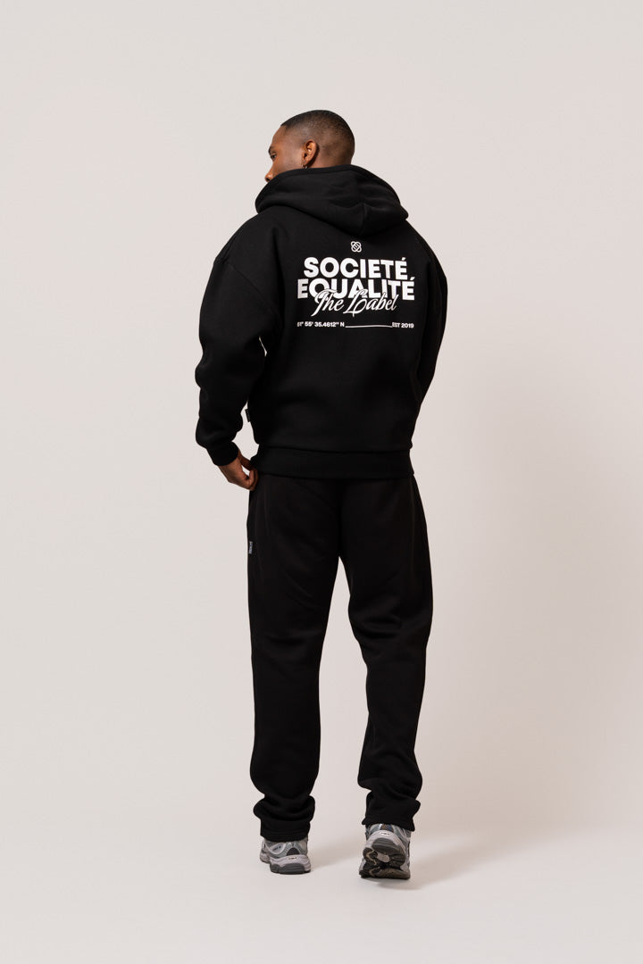 SOCIETE OVERSIZED FULL ZIP HOODIE | BLACK