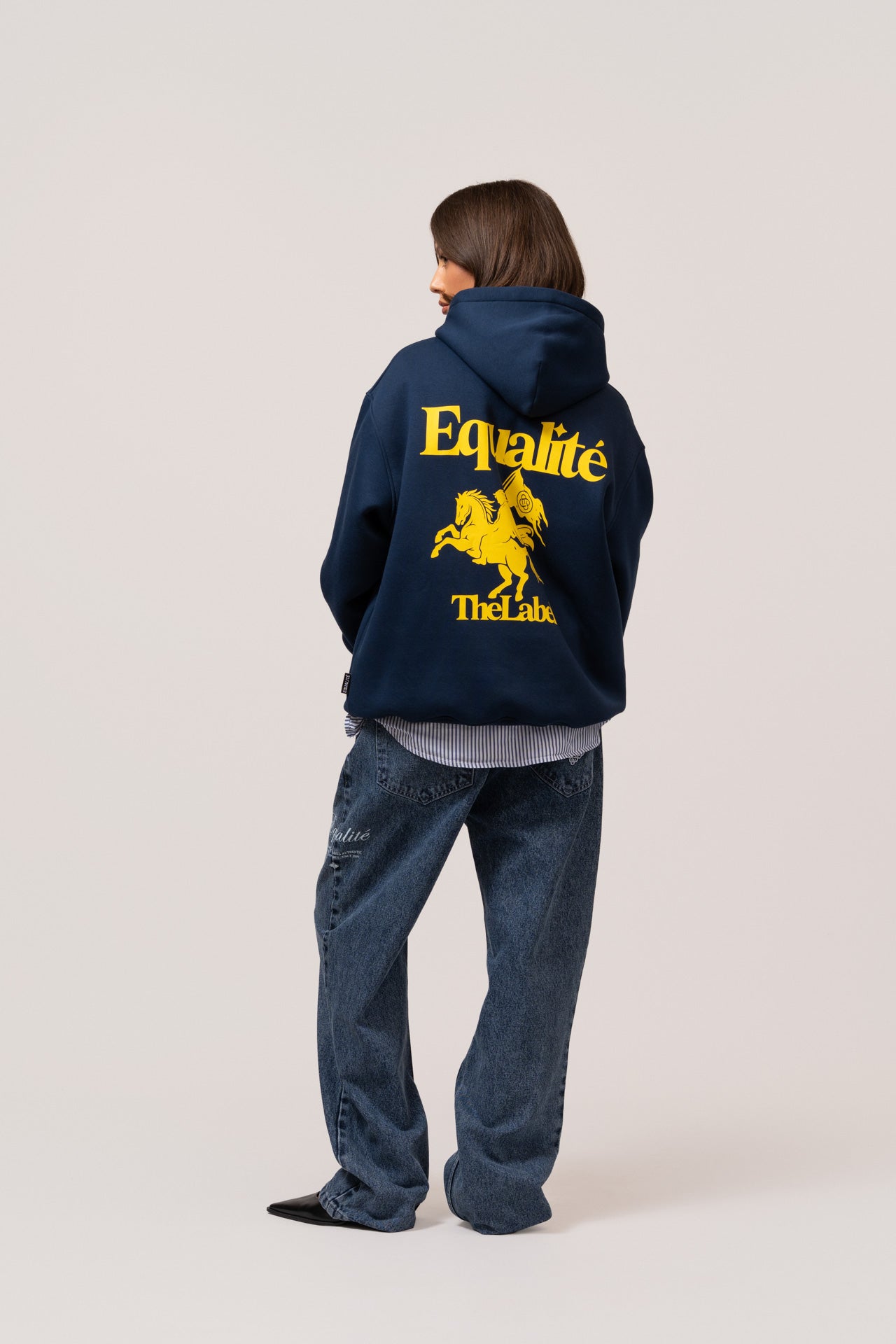 VERITY OVERSIZED HOODIE | NAVY & YELLOW