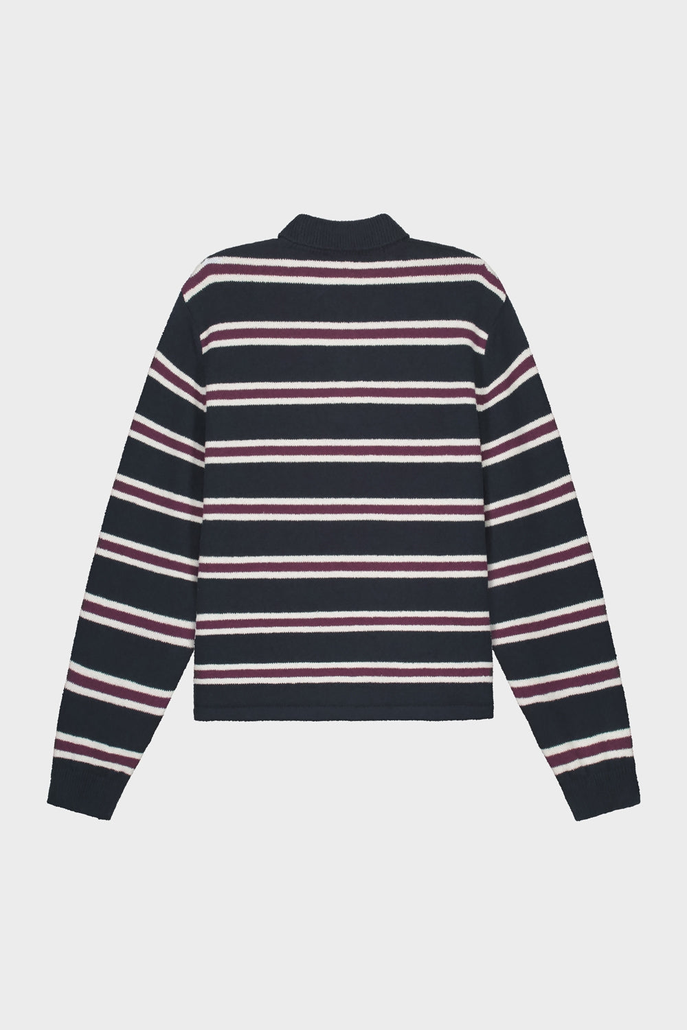 FINN KNIT POLO | Striped Navy/Aubergine/White
