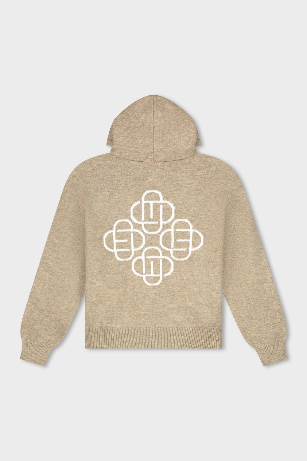 FLUFFY KNIT HOODIE | TAUPE