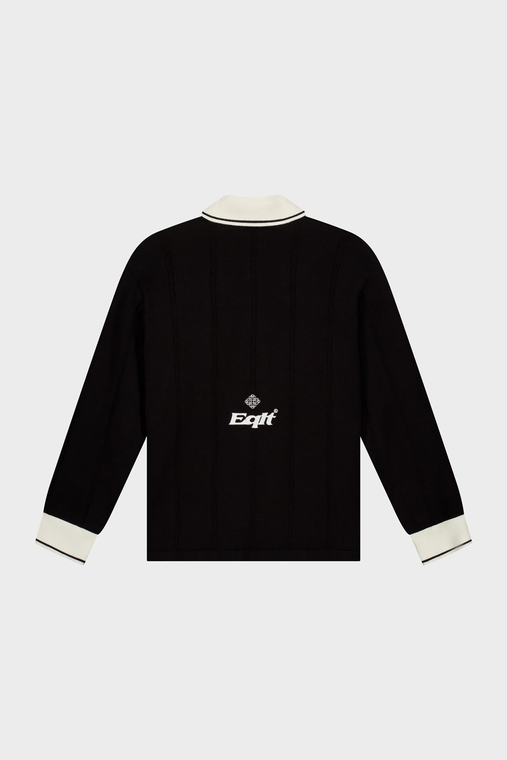 KNIT JERSEY LONGSLEEVE POLO | BLACK