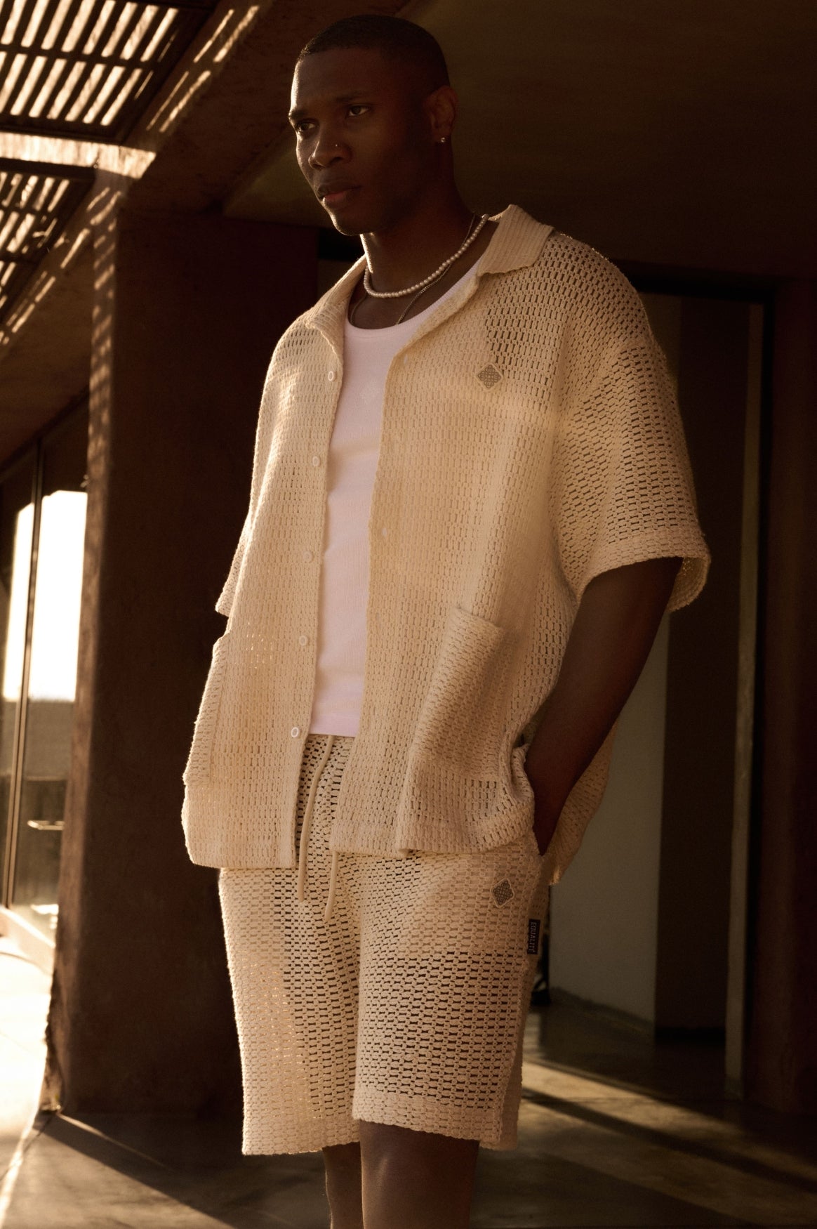 LYRA KNITTED CROCHED SHIRT | OFF-WHITE