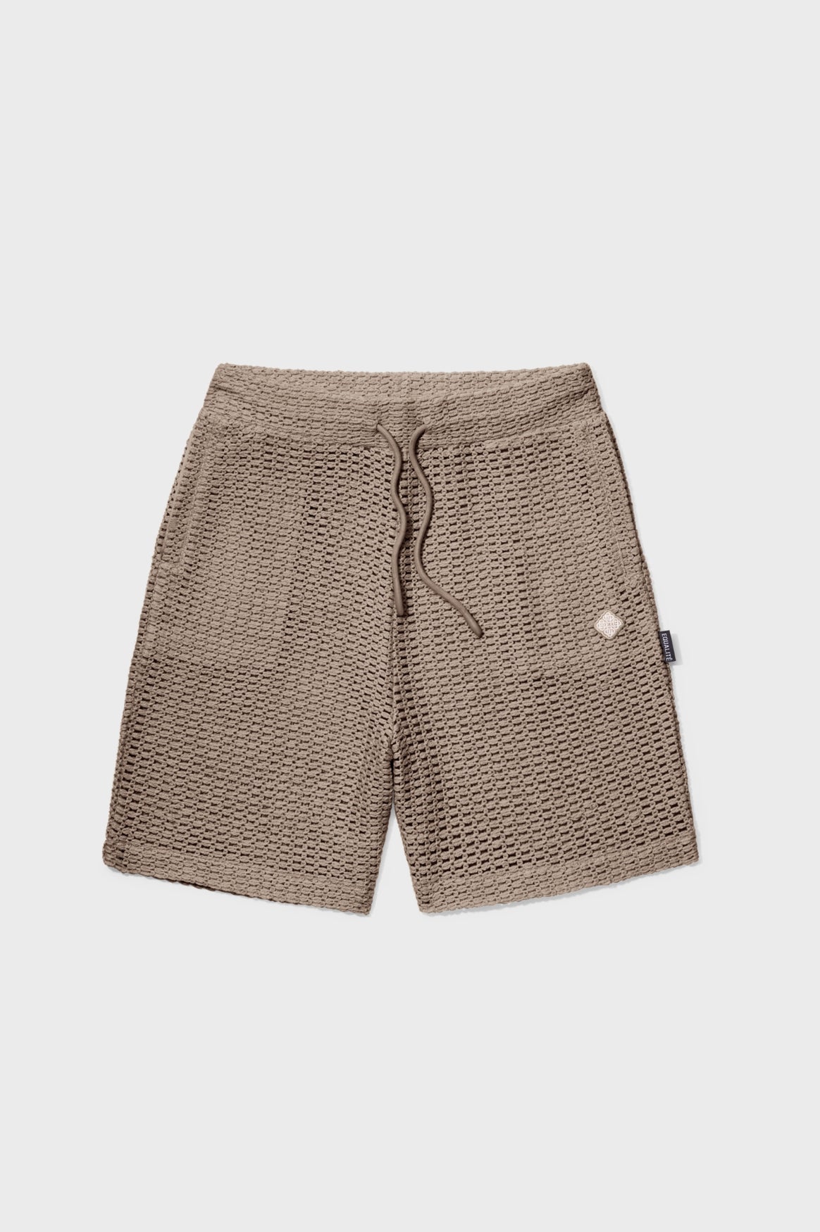LYRA KNITTED CROCHED SHORTS | TAUPE
