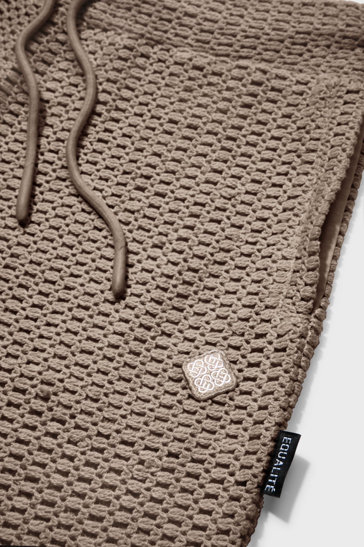 LYRA KNITTED CROCHED SHORTS | TAUPE