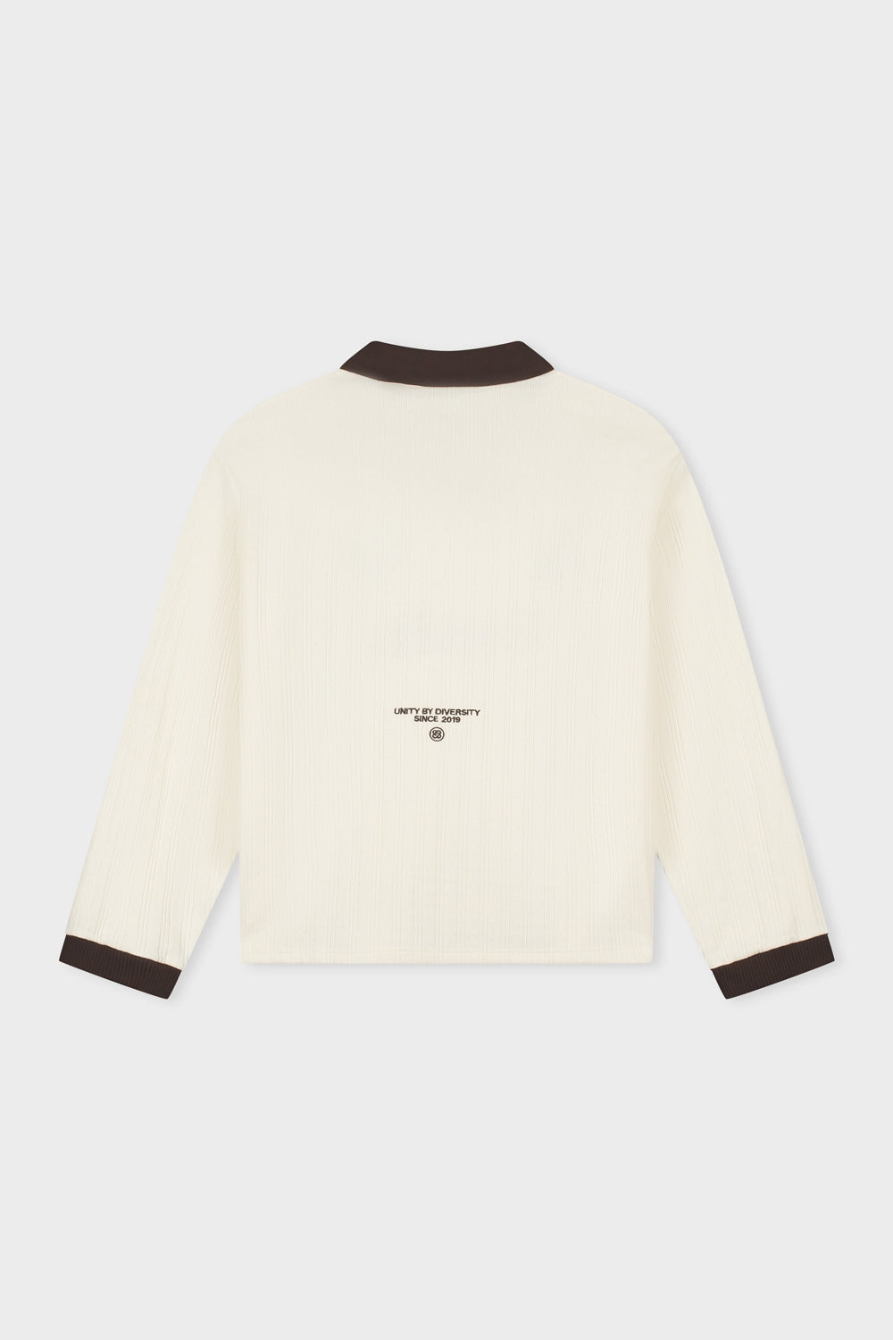 ASH KNIT LONGSLEEVE POLO | OFF-WHITE & BROWN