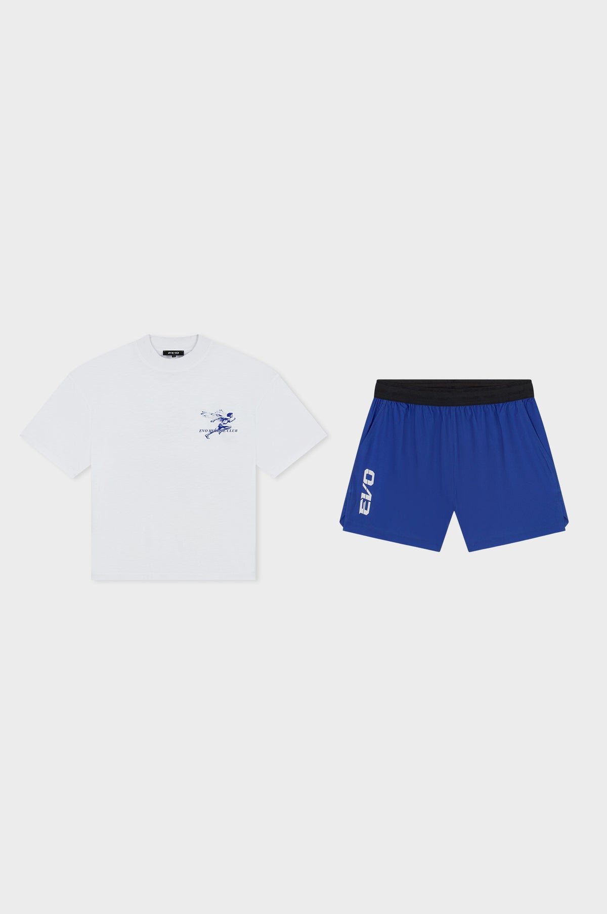 HYBRIDE BOXY TEE TRACK SET | WHITE & BLUE