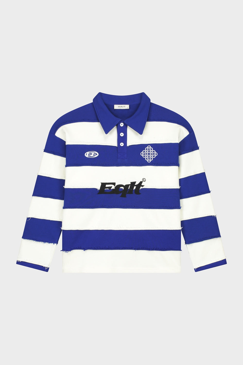 STRIPE JERSEY POLO | OFF-WHITE & BLUE