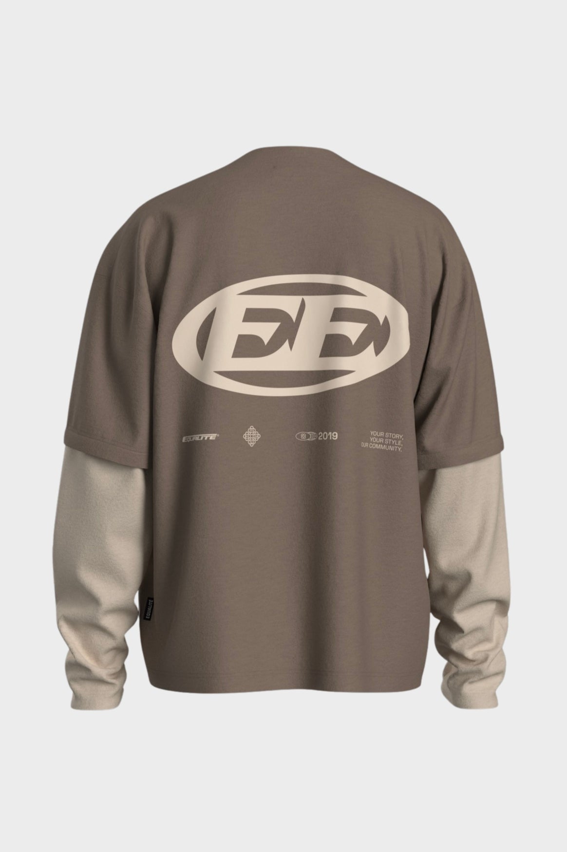 ENZO DOUBLE LAYER LONGSLEEVE TEE | WASHED TAUPE & OFF-WHITE